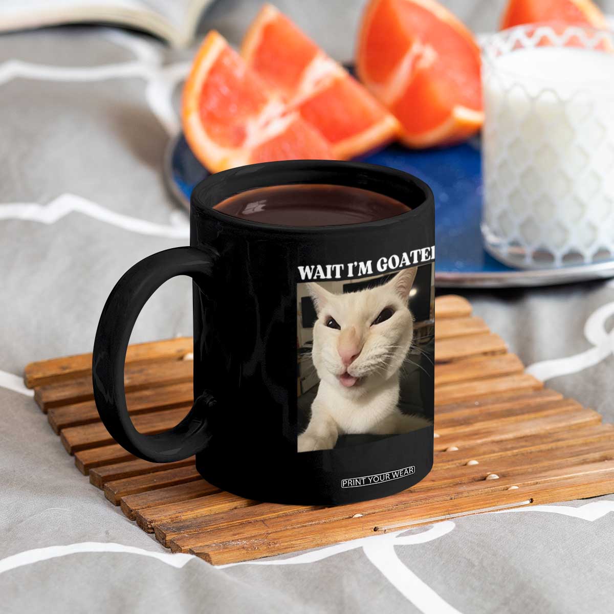Funny Cat Meme Lover Coffee Mug Wait Im Goated TS12 Print Your Wear