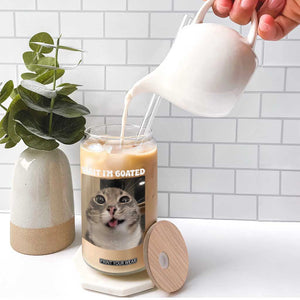 Funny Silly Cat Meme Glass Can Wait Im Goated TS12 Print Your Wear