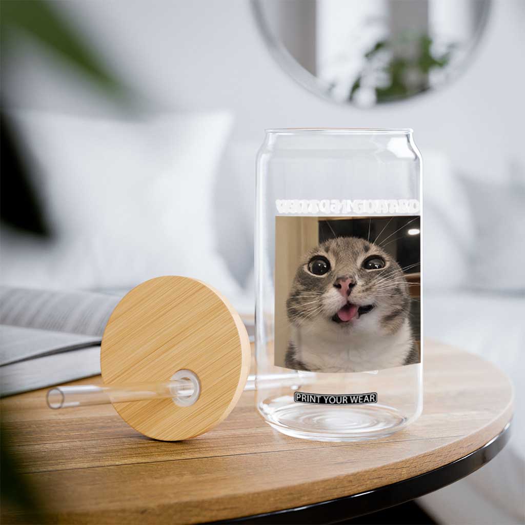 Funny Silly Cat Meme Glass Can Wait Im Goated TS12 Print Your Wear