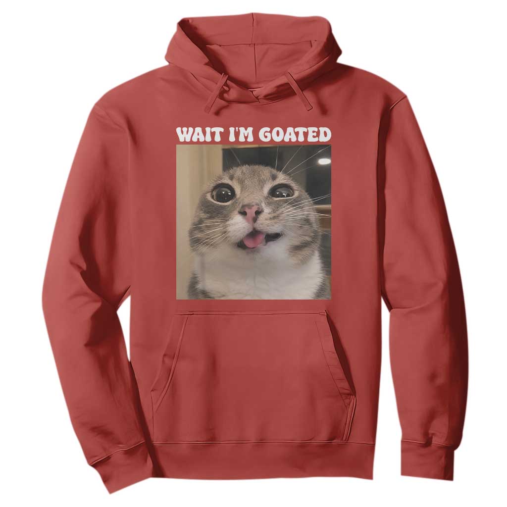 Funny Silly Cat Meme Hoodie Wait Im Goated TS12 Red Print Your Wear