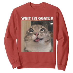 Funny Silly Cat Meme Sweatshirt Wait Im Goated TS12 Red Print Your Wear