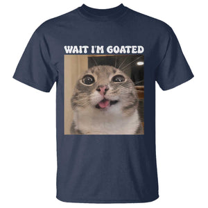 Funny Silly Cat Meme T Shirt Wait Im Goated TS12 Navy Print Your Wear
