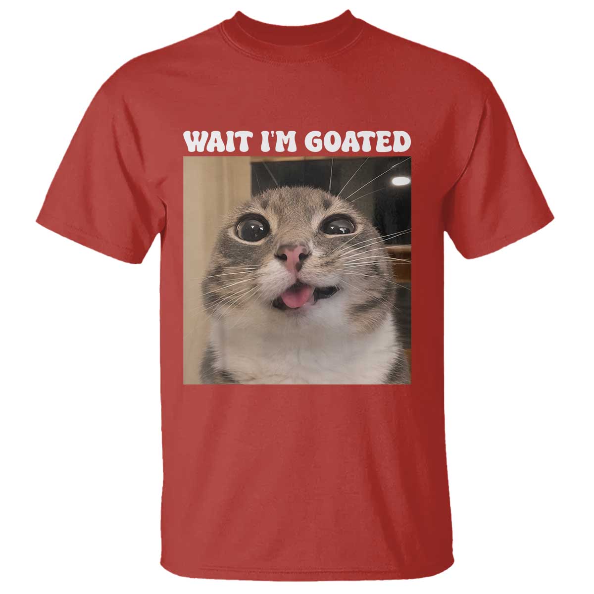 Funny Silly Cat Meme T Shirt Wait Im Goated TS12 Red Print Your Wear
