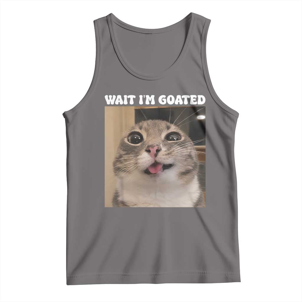 Funny Silly Cat Meme Tank Top Wait Im Goated TS12 Deep Heather Print Your Wear