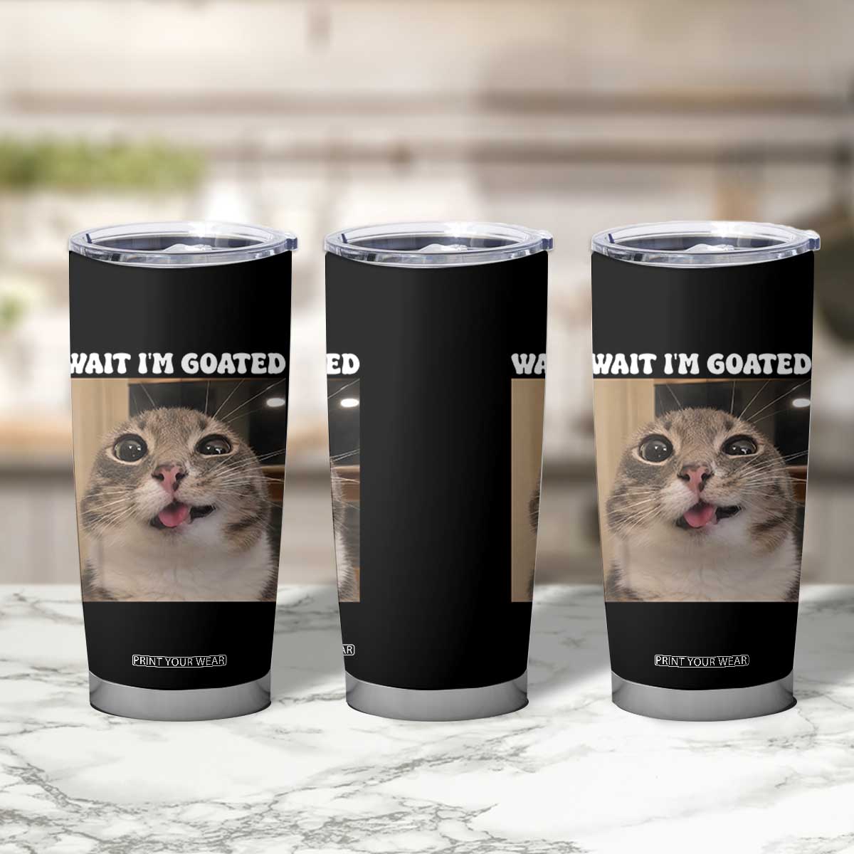 Funny Silly Cat Meme Tumbler Cup Wait Im Goated TS12 Print Your Wear