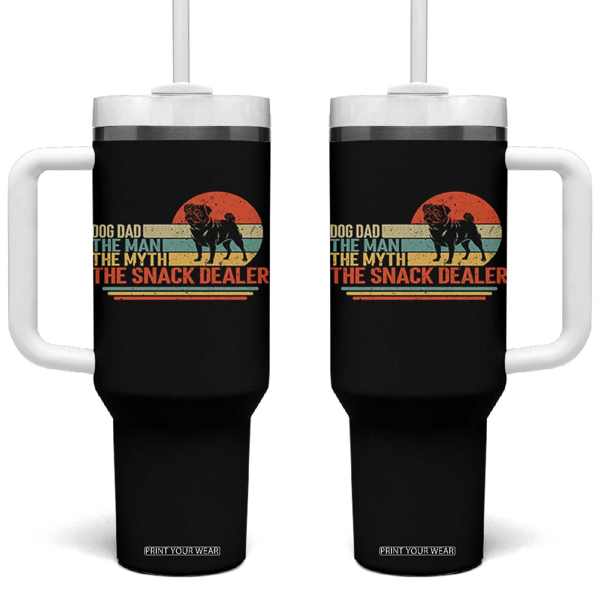 Vintage Dog Dad Tumbler With Handle The Man The Myth The Snack Dealer TS12 One Size: 40 oz Black Print Your Wear