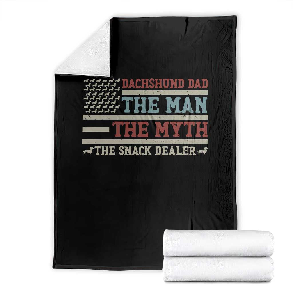 American Flag Dachshund Dad Throw Blanket The Man The Myth The Snack Dealer TS12 Black Print Your Wear