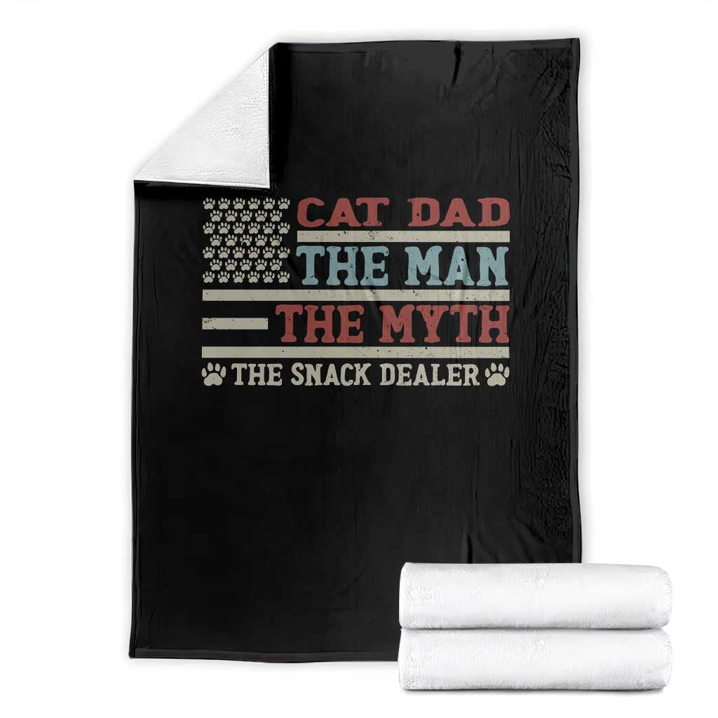 Vintage USA Cat Dad Throw Blanket The Man The Myth The Snack Dealer TS12 Black Print Your Wear