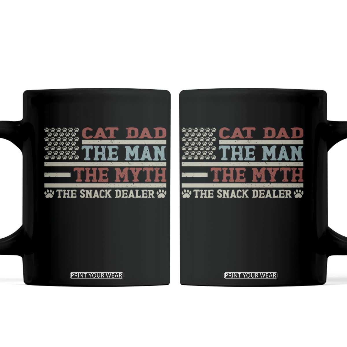 Vintage USA Cat Dad Coffee Mug The Man The Myth The Snack Dealer TS12 Black Print Your Wear