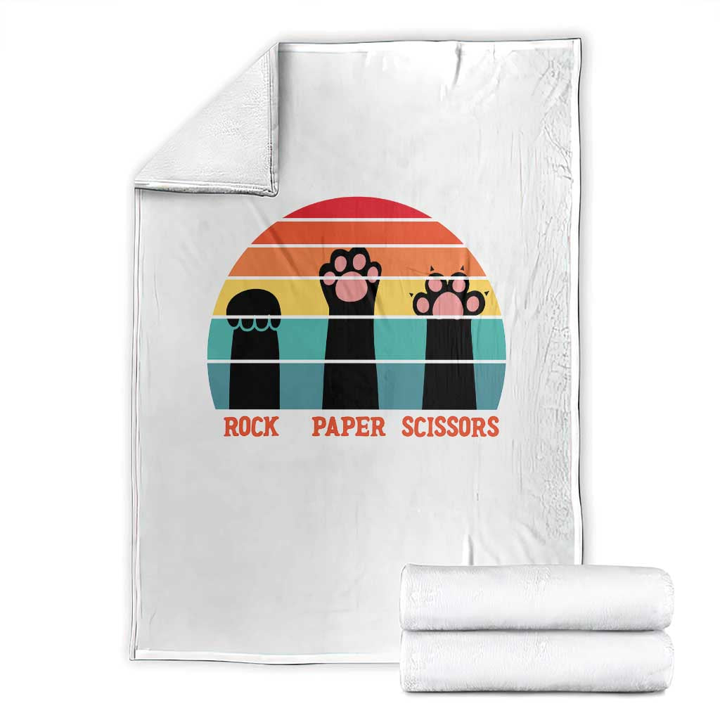 Funny Vintage Black Cat Introvert Throw Blanket Rock Paper Scissors Paw TS12 White Print Your Wear