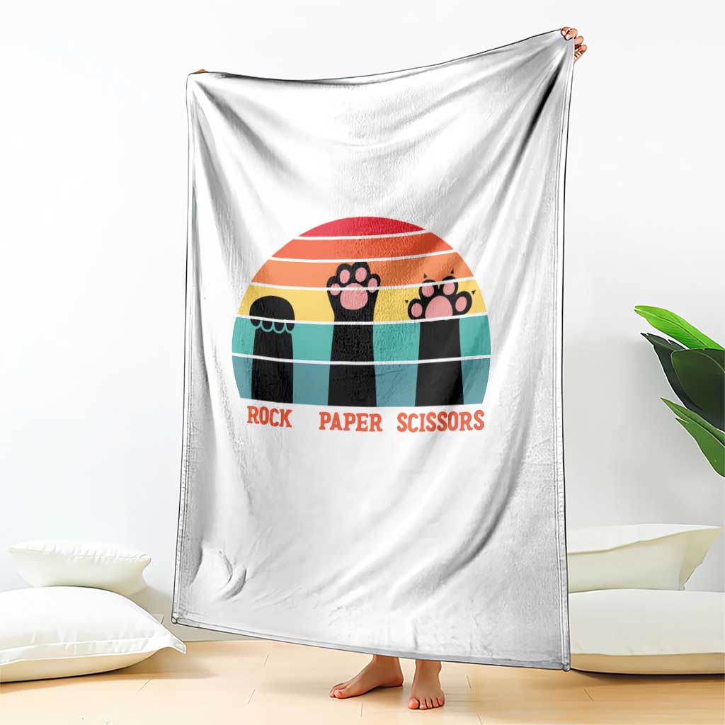 Funny Vintage Black Cat Introvert Throw Blanket Rock Paper Scissors Paw TS12 Print Your Wear