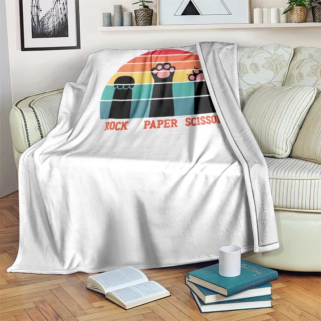 Funny Vintage Black Cat Introvert Throw Blanket Rock Paper Scissors Paw TS12 Print Your Wear