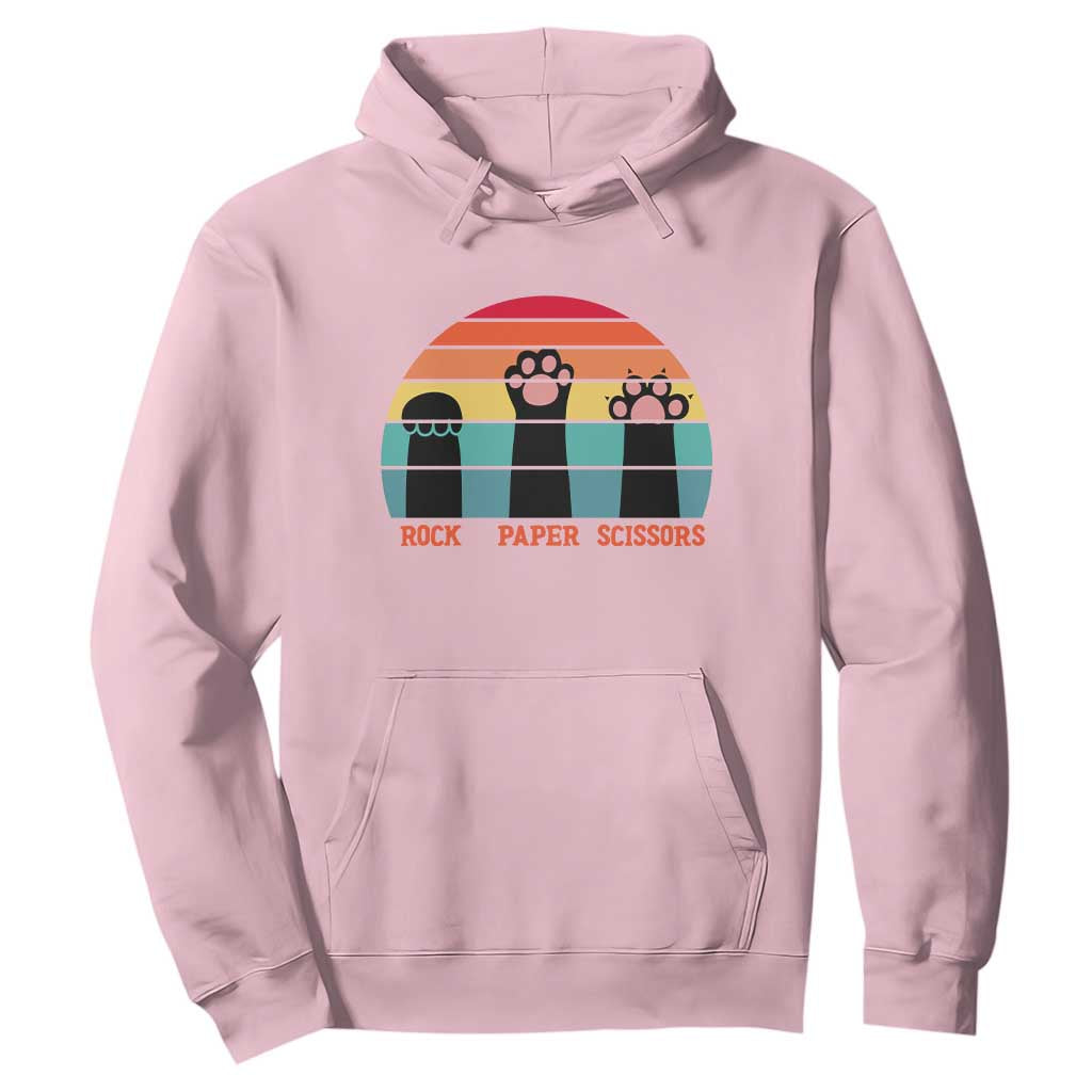 Funny Vintage Black Cat Introvert Hoodie Rock Paper Scissors Paw TS12 Light Pink Print Your Wear