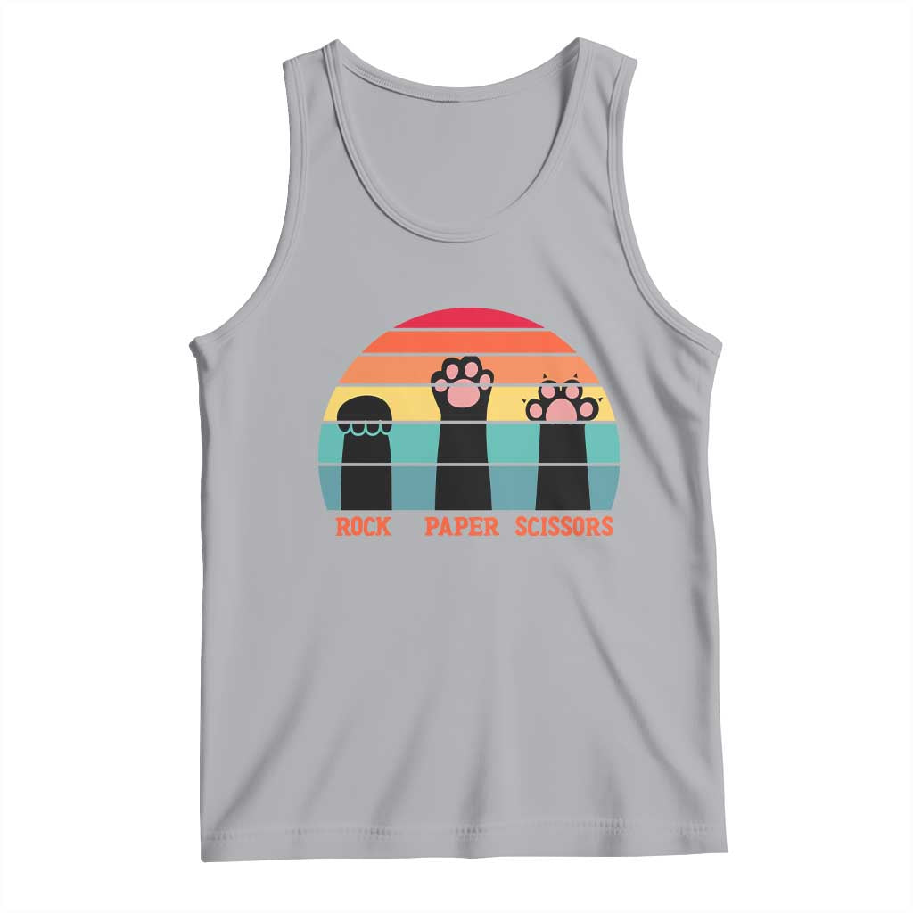 Funny Vintage Black Cat Introvert Tank Top Rock Paper Scissors Paw TS12 Athletic Heather Print Your Wear