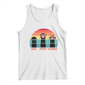 Funny Vintage Black Cat Introvert Tank Top Rock Paper Scissors Paw TS12 White Print Your Wear