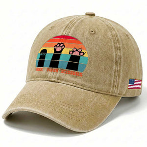Funny Vintage Black Cat Introvert Washed Cotton Baseball Cap Rock Paper Scissors Paw TS12 Print Your Wear