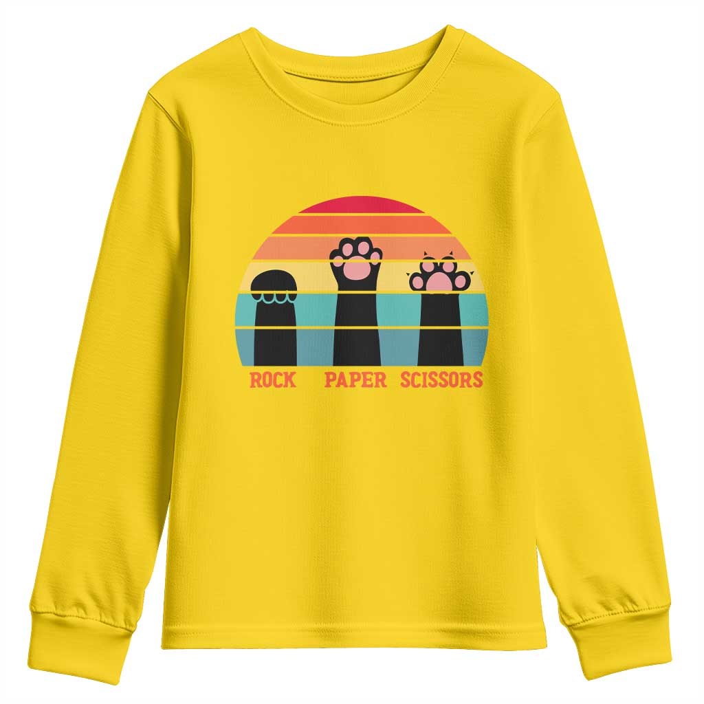 Funny Vintage Black Cat Introvert Youth Sweatshirt Rock Paper Scissors Paw TS12 Daisy Print Your Wear
