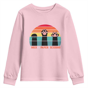 Funny Vintage Black Cat Introvert Youth Sweatshirt Rock Paper Scissors Paw TS12 Light Pink Print Your Wear
