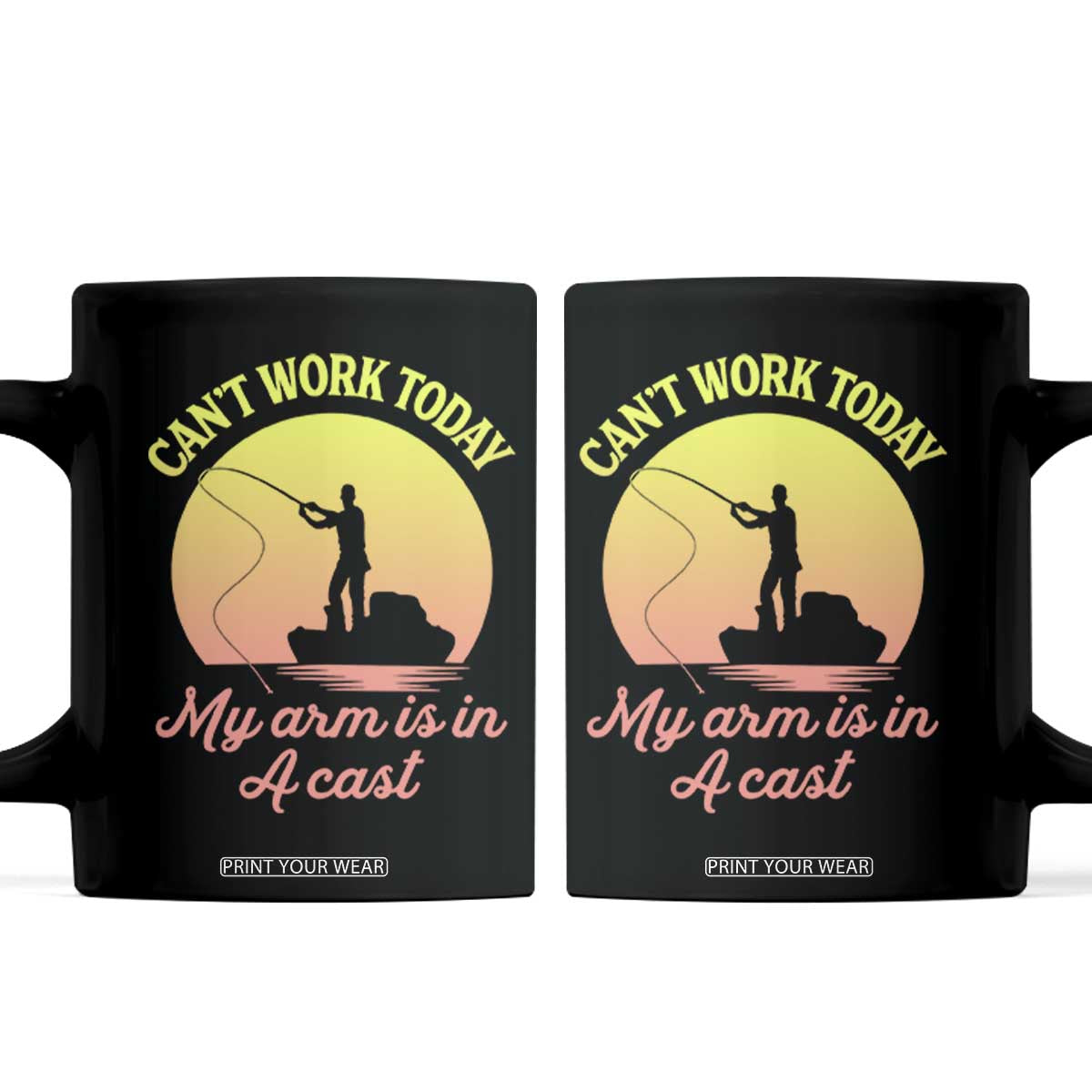 Funny Fishing Enthusiast Gift Coffee Mug I Cant Work Today My Arm Is In A Cast TS12 Black Print Your Wear