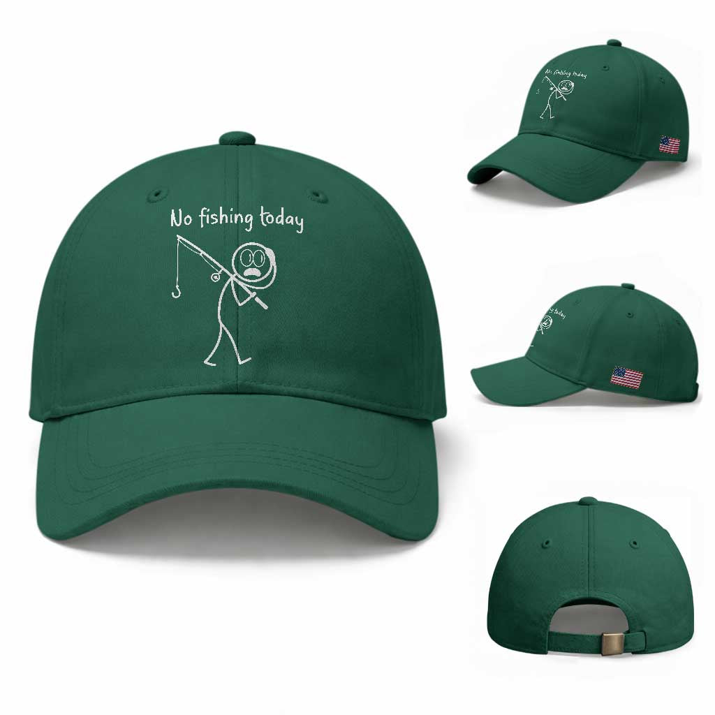 Funny Angler Gift Baseball Cap No Fishing Today TS12 Baseball Cap Universal Fit Irish Green Print Your Wear