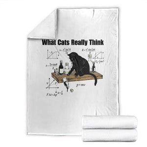 Funny Physics Cat Meme Throw Blanket What Cats Really Think TS12 White Print Your Wear