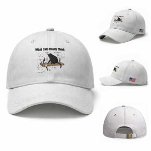 Funny Physics Cat Meme Baseball Cap What Cats Really Think TS12 Baseball Cap Universal Fit White Print Your Wear