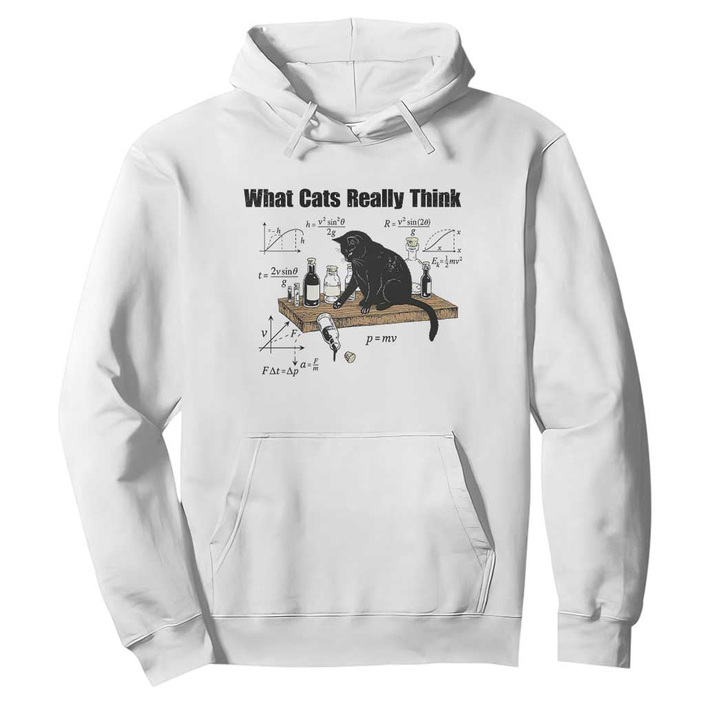 Funny Physics Cat Meme Hoodie What Cats Really Think TS12 White Print Your Wear