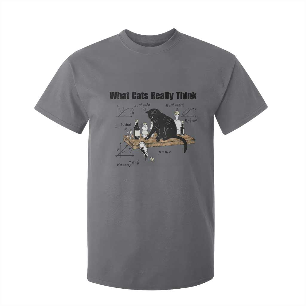 Funny Physics Cat Meme T Shirt For Kid What Cats Really Think TS12 Charcoal Print Your Wear