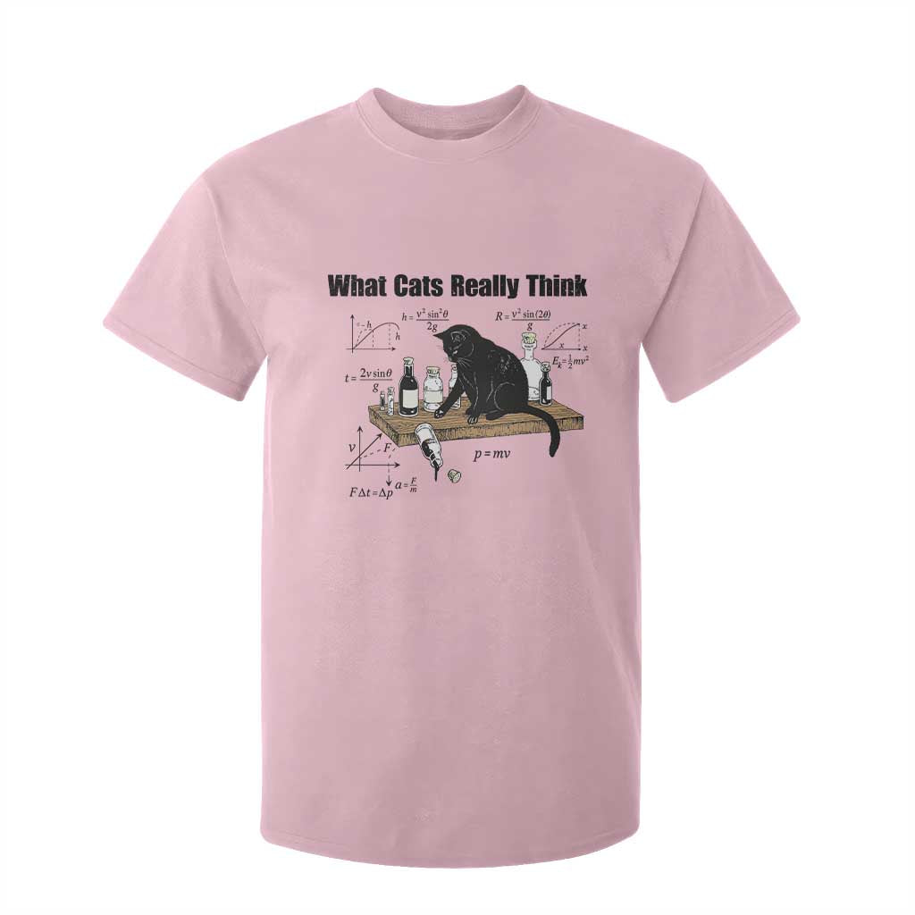 Funny Physics Cat Meme T Shirt For Kid What Cats Really Think TS12 Light Pink Print Your Wear