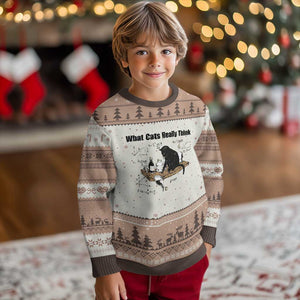 Funny Physics Cat Meme Ugly Christmas Sweater What Cats Really Think TS12 Mocha Mousse Print Your Wear