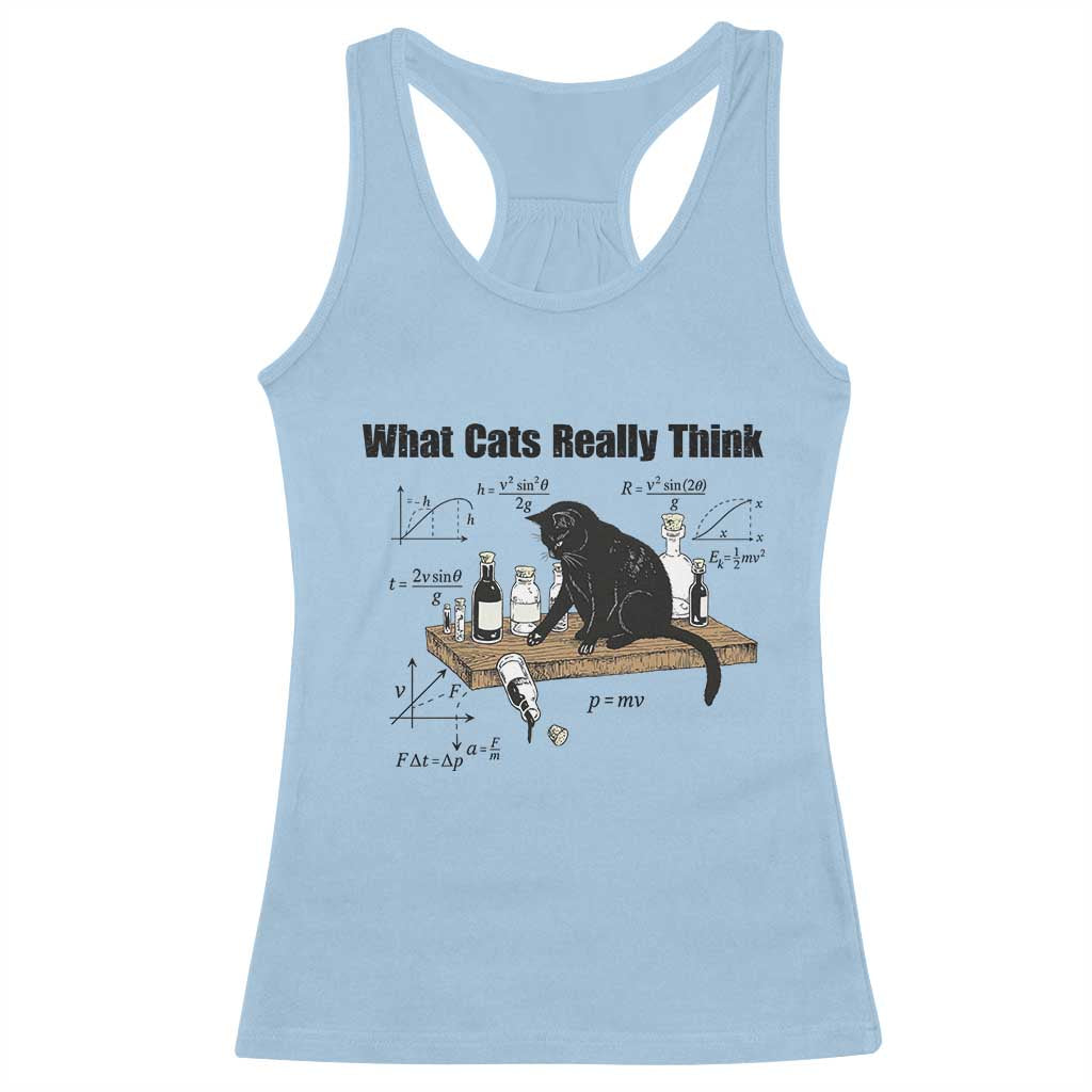 Funny Physics Cat Meme Racerback Tank Top What Cats Really Think TS12 Light Blue Print Your Wear