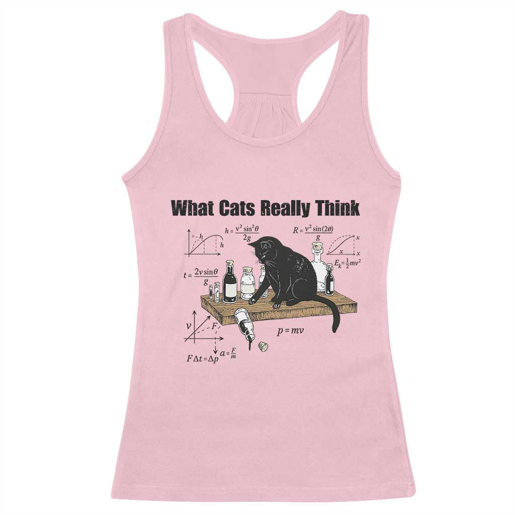 Funny Physics Cat Meme Racerback Tank Top What Cats Really Think TS12 Light Pink Print Your Wear