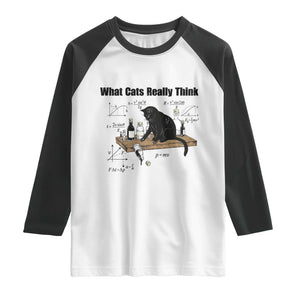 Funny Physics Cat Meme Raglan Shirt What Cats Really Think TS12 White Black Print Your Wear