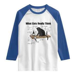 Funny Physics Cat Meme Raglan Shirt What Cats Really Think TS12 White Royal Print Your Wear