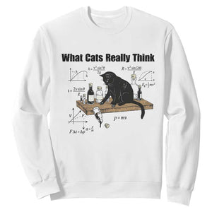 Funny Physics Cat Meme Sweatshirt What Cats Really Think TS12 White Print Your Wear