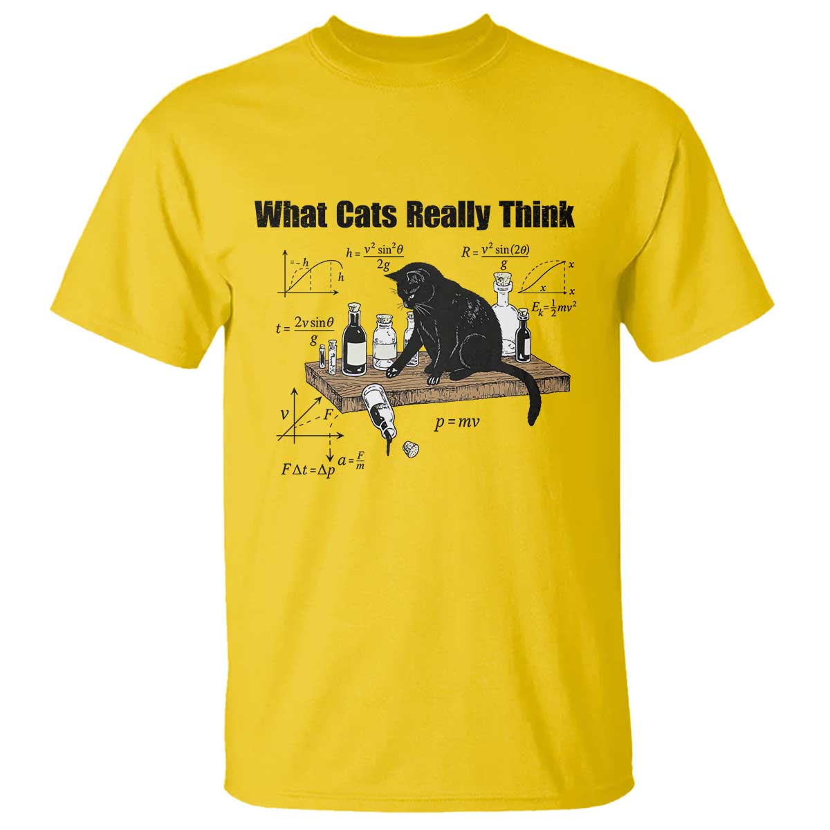 Funny Physics Cat Meme T Shirt What Cats Really Think TS12 Daisy Print Your Wear