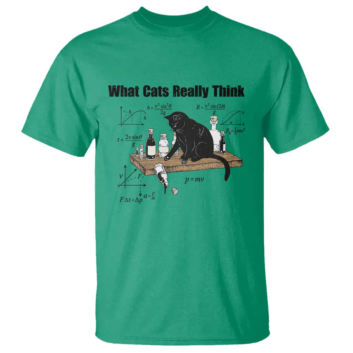 Funny Physics Cat Meme T Shirt What Cats Really Think TS12 Irish Green Print Your Wear