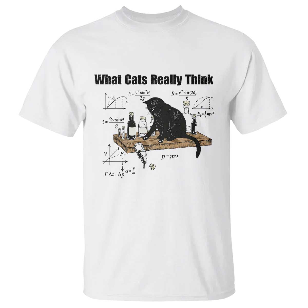Funny Physics Cat Meme T Shirt What Cats Really Think TS12 White Print Your Wear