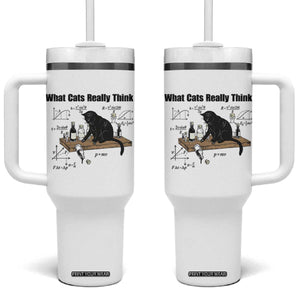 Funny Physics Cat Meme Tumbler With Handle What Cats Really Think TS12 One Size: 40 oz White Print Your Wear