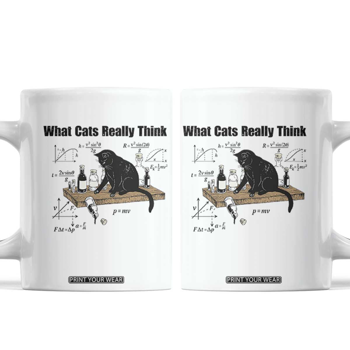 Funny Physics Cat Meme Coffee Mug What Cats Really Think TS12 White Print Your Wear