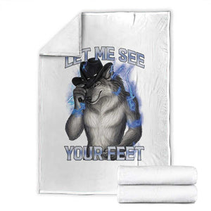 Funny Alpha Wolf Ironic Meme Throw Blanket Let Me See Your Feet TS12 Black Print Your Wear