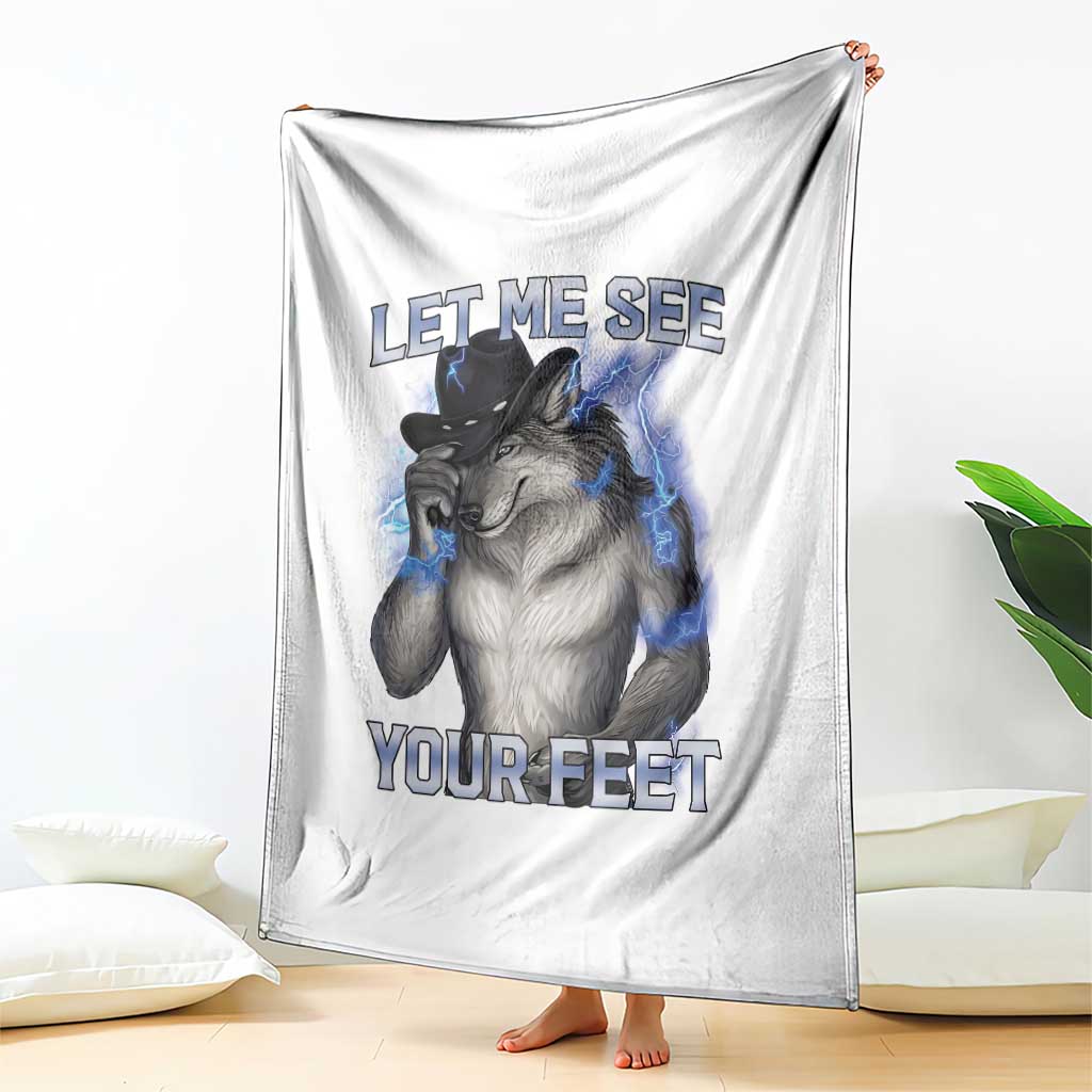 Funny Alpha Wolf Ironic Meme Throw Blanket Let Me See Your Feet TS12 Print Your Wear