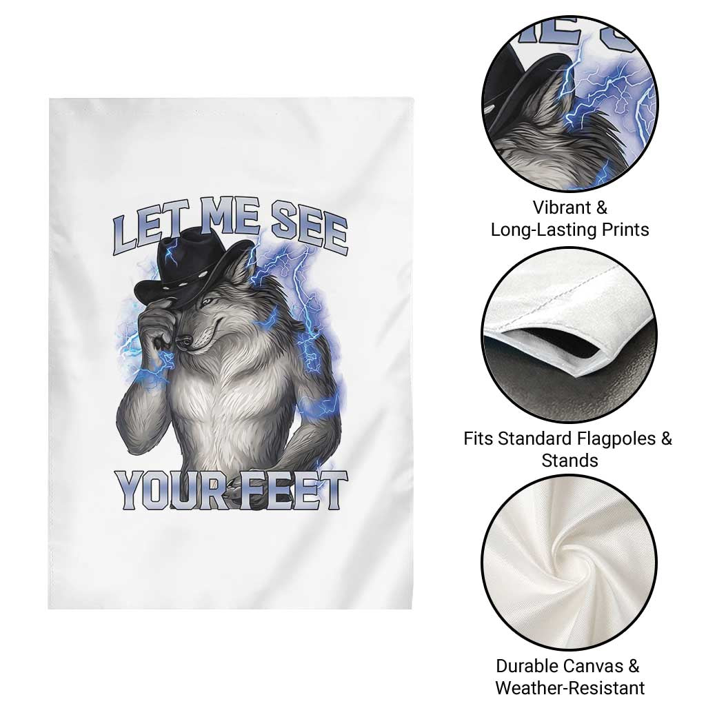 Funny Alpha Wolf Ironic Meme Garden Flag Let Me See Your Feet TS12 Print Your Wear