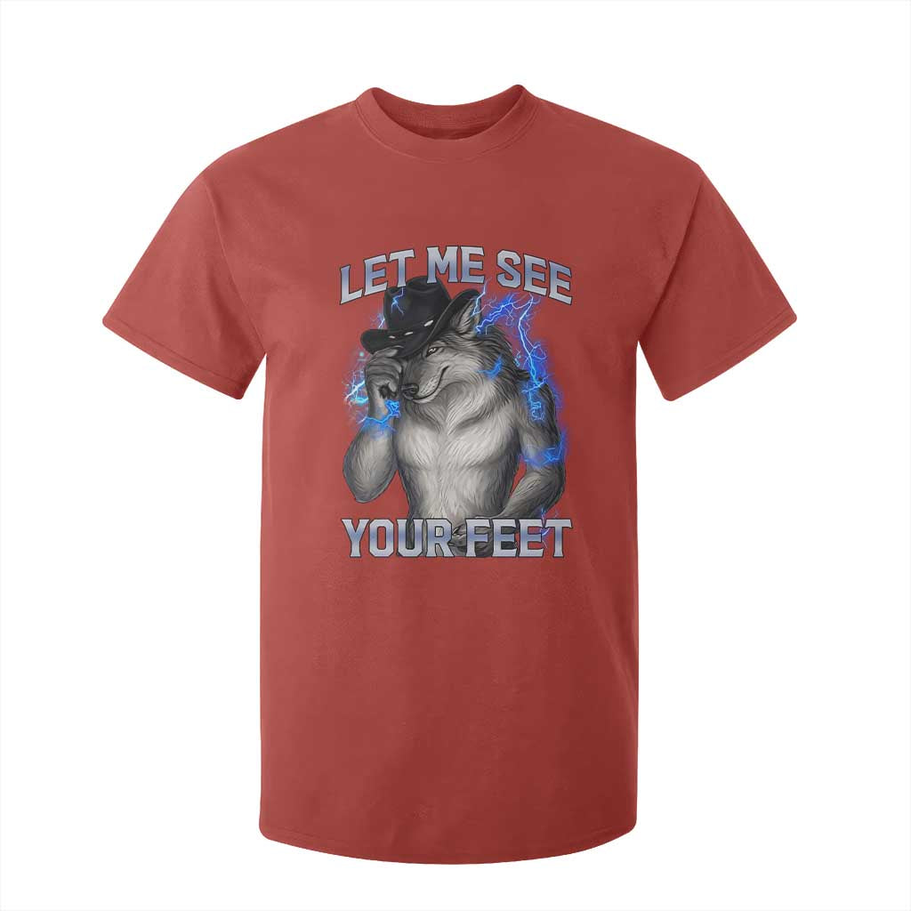 Funny Alpha Wolf Ironic Meme T Shirt For Kid Let Me See Your Feet TS12 Red Print Your Wear