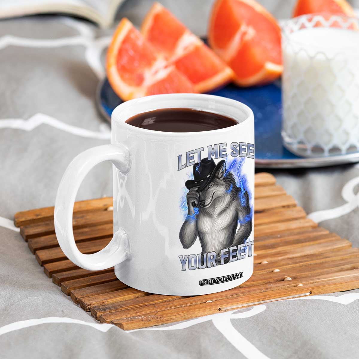 Funny Alpha Wolf Ironic Meme Coffee Mug Let Me See Your Feet TS12 Print Your Wear