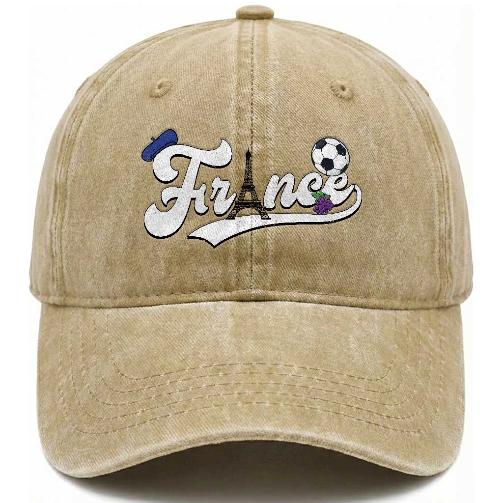 France Soccer Supporter Washed Cotton Baseball Cap Game Day French Football Gift TS12 Print Your Wear