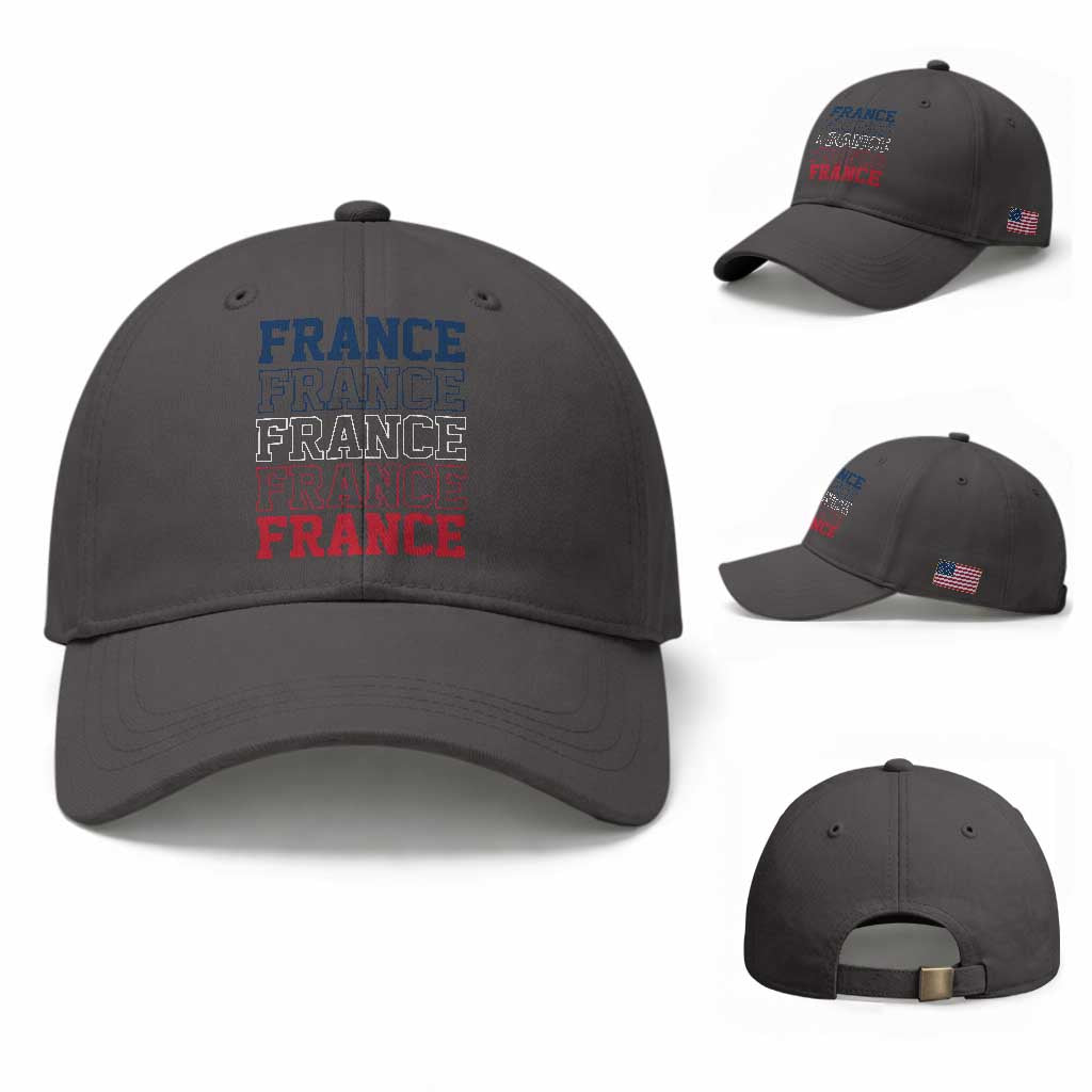 France Pride French Flag Patriotic Supporter Baseball Cap TS12 Baseball Cap Universal Fit Dark Gray Print Your Wear