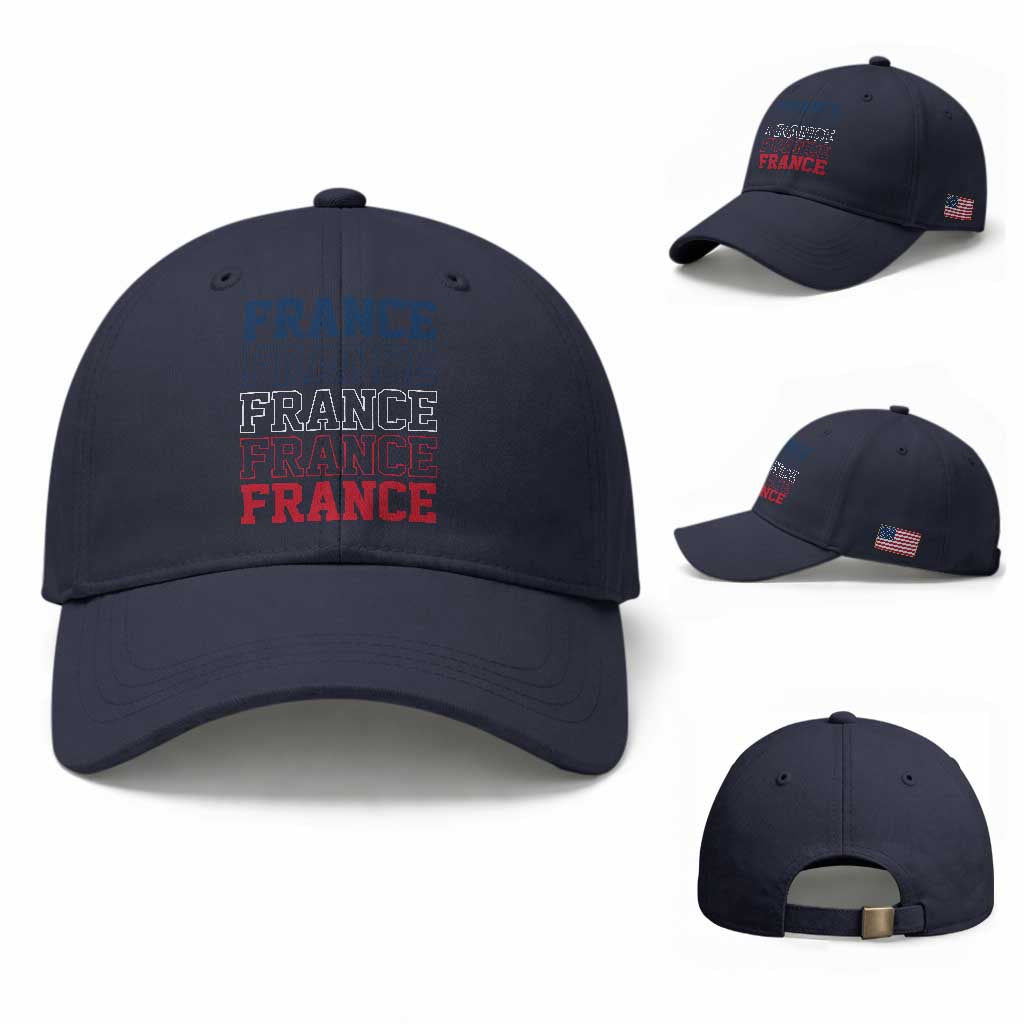 France Pride French Flag Patriotic Supporter Baseball Cap TS12 Baseball Cap Universal Fit Navy Print Your Wear