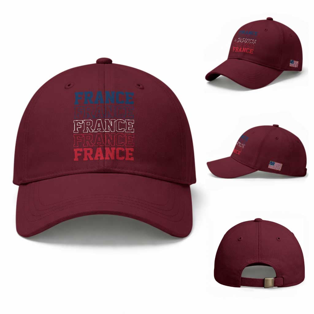 France Pride French Flag Patriotic Supporter Baseball Cap TS12 Baseball Cap Universal Fit Maroon Print Your Wear