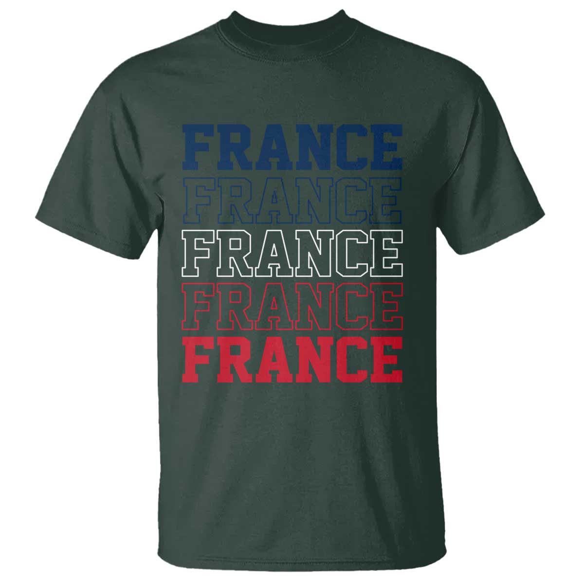 France Pride French Flag Patriotic Supporter T Shirt TS12 Dark Forest Green Print Your Wear